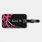 Bella wirbelnde Rebe-Kirschblütenschwarzfuchsie Gepäckanhänger (Rückseite horizontal)