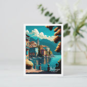 Bellagio Italien Vintage Reise Illustration Postkarte (Stehend Vorderseite)