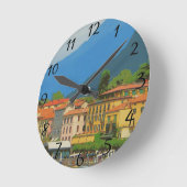 Bellagio Italy Poster Runde Wanduhr (Winkel)