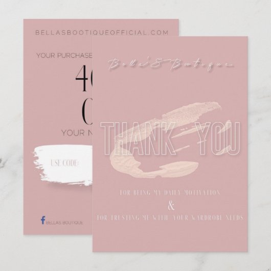 Bellas Boutique Danke Karte (Vorne/Hinten)