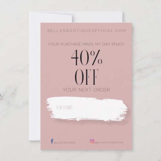 Bellas Boutique Danke Karte (Rückseite)