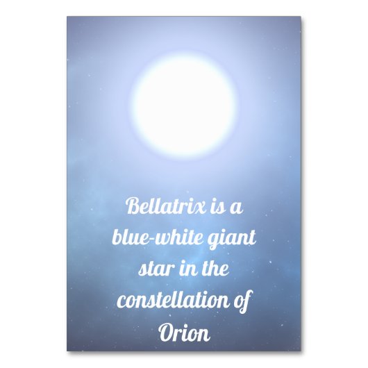 Bellatrix Tischnummer (Rückseite)