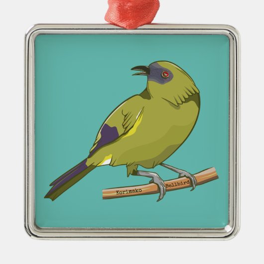 Bellbird Korimako NZ bird Ornament Aus Metall (Vorne)
