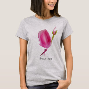 Belle Ame Schöner Slogan mit rosa Blume T-Shirt