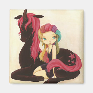 Belle and Night - Fantasy Regenbogen Goth Unicorn Magnet
