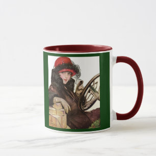 Belle, eine vintage Dame beim Weihnachtseinkauf Tasse