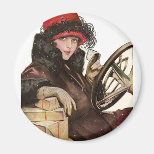 Belle, eine Vintage Dame, die Weihnachtsläden kauf Magnet