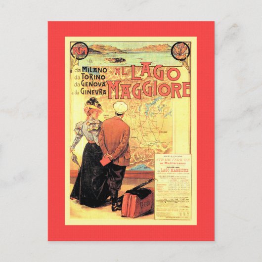 Belle époque 1899 Italienisches Bahnposter Postkarte (Vorderseite)