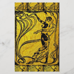 Belle Epoque, Art Nouveau, Vintag, Gold, Schwarz,  Briefpapier