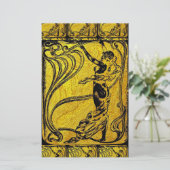 Belle Epoque, Art Nouveau, Vintag, Gold, Schwarz, Briefpapier (Stehend Vorderseite)