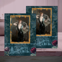 Belle-Époque-Frau in tiefem Tealblau-Decoupage 