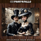 Belle epoque Paar in einem Café' de Paris Seidenpapier