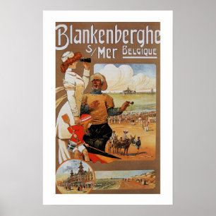 Belle epoque Sommer Strand Reise Blankenberge Poster