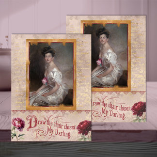 Belle Époque Woman in Soft Blush Pink Decoupage  Seidenpapier
