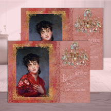 Belle Époque Woman in Soft Red Decoupage 