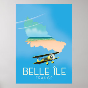 Belle Île, Frankreich Reiseplakat-Druck. Poster