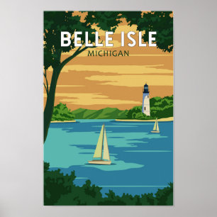 Belle Isle Park Michigan Vintage Kunst, Dichtung u Poster