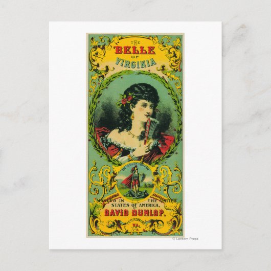 Belle of Virginia Tobacco Label Petersburg, VA Postkarte (Vorderseite)