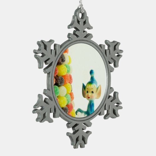 Belle the Pixie Elf Schneeflocken Zinn-Ornament (Links)