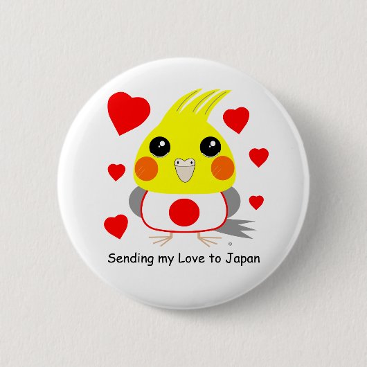 BelleBelle (Cockatiel/Vogel) Liebe nach Japan Button (Vorderseite)