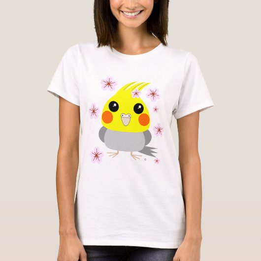BelleBelle Cockatiel/Vogel mit Kirschblüten T-Shirt (Vorderseite)