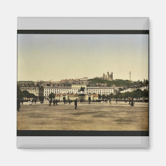 Bellecour-Platz, Lyon, Frankreich Vintage Photochr Magnet