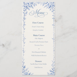 Bellefontaine — Französisches Hochzeit-Menü Blue W Menükarte