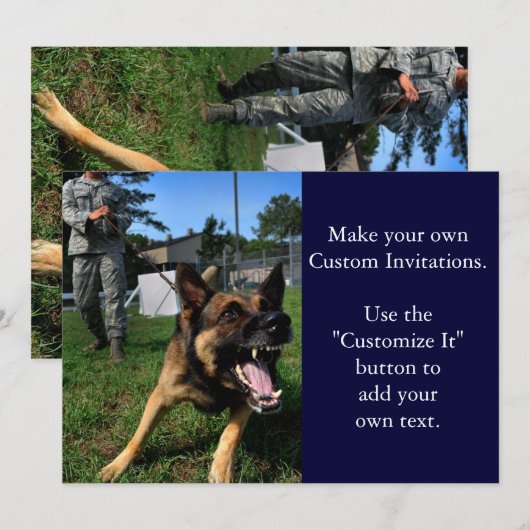 Bellender Schäferhund Einladung (Vorne/Hinten)