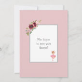 Bellerina Dancer | Rosa Blumenballett Geburtstag Einladung (Rückseite)