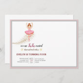 Bellerina Dancer | Rosa Blumenballett Geburtstag Einladung (Vorne/Hinten)