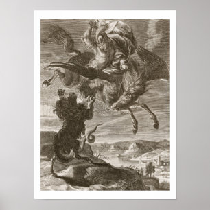 Bellerophon kämpft die Chimären, 1731 (Stich) Poster