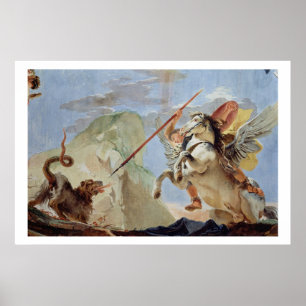 Bellerophon, Pegasus reitend, Chimera spielen, Poster