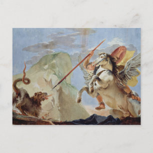 Bellerophon, Pegasus reitend, Chimera spielen, Postkarte