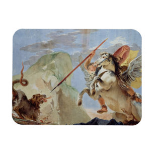 Bellerophon, reitenpegasus, die Chimären tötend, Magnet