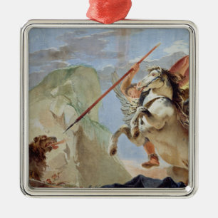 Bellerophon, reitenpegasus, die Chimären tötend, Silbernes Ornament