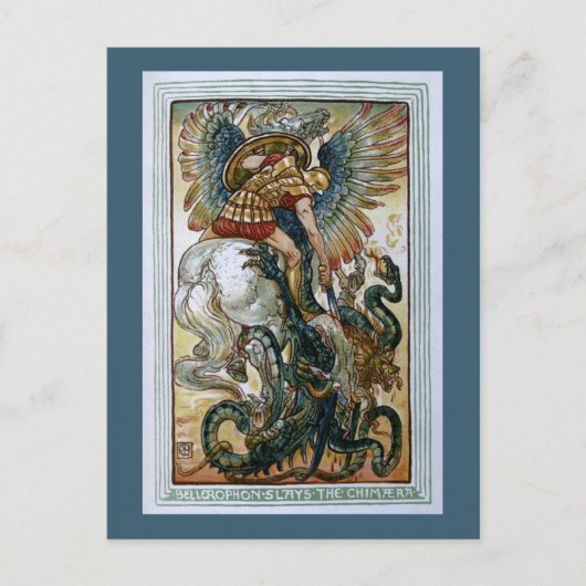 Bellerophon spielt Chimera Postkarte (Vorderseite)
