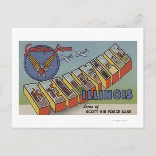 Belleville, Illinois - Große Briefmarkenszenen Postkarte (Vorderseite)