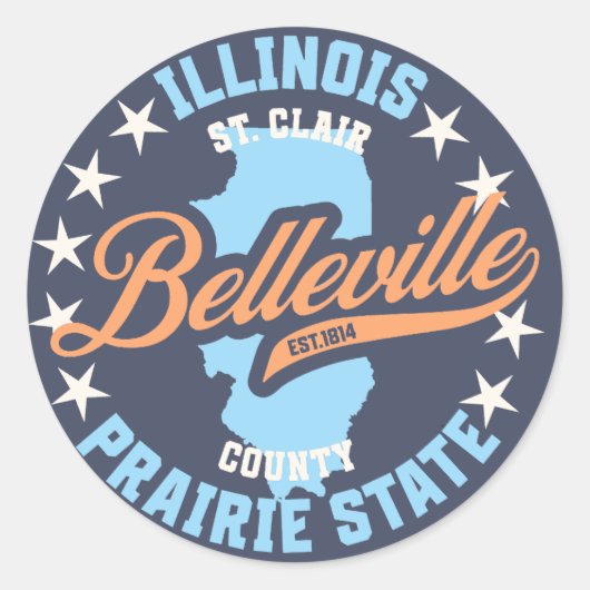 Belleville, Illinois Runder Aufkleber (Vorderseite)