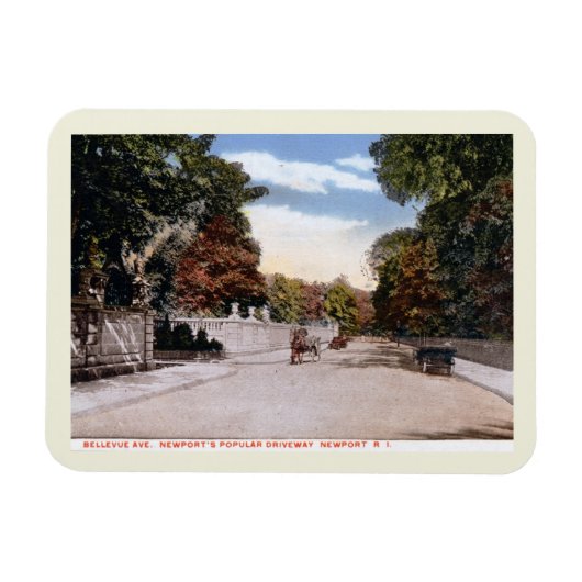 Bellevue Ave., Newport RI Vintag Magnet (Horizontal)