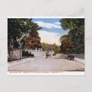 Bellevue Ave., Newport RI Vintag Postkarte
