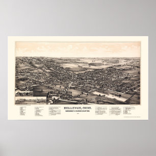 Bellevue, OH Panoramakarte - 1888 Poster