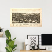 Bellevue Ohio 1888 Antique Panoramabalkarte Poster (Heimbüro)