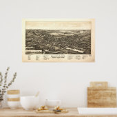 Bellevue Ohio 1888 Antique Panoramabalkarte Poster (Küche)
