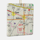 Bellevue Ohio Road Map Keramikornament (Rechts)