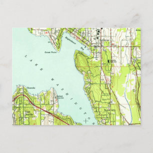 Bellevue Washington Vintag Map Postkarte