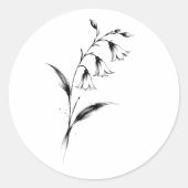 Bellflower Inspired Ink Botanical Illustration on Runder Aufkleber (Vorderseite)