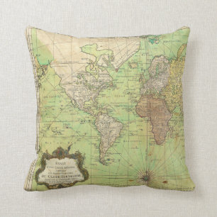 Bellin Seediagramm 1778 oder Karte der Welt Kissen