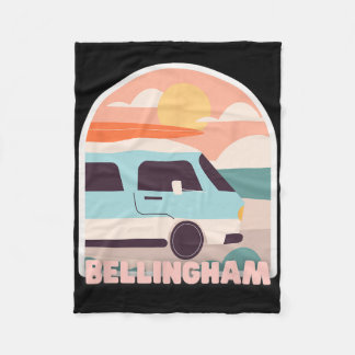 Bellingham Beach Retro Pastel Colors Sun And Surfi Fleecedecke