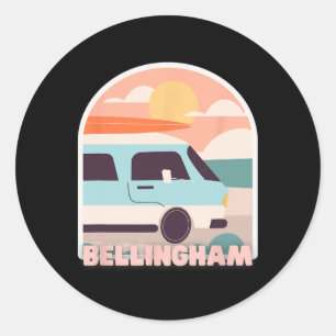 Bellingham Beach Retro Pastellfarben Sonne Und Sur Runder Aufkleber