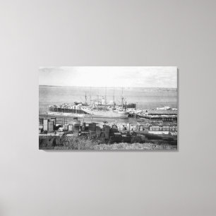 Bellingham, WA Dock-Ansicht der Bauholz-Schiffe Leinwanddruck